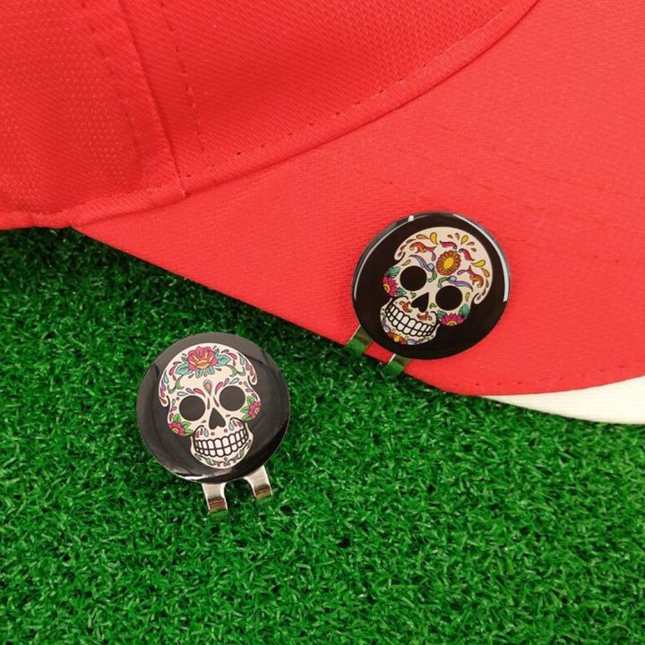 new-black-skull-golf-ball-marker-hat-clip-magnet-alloy-golf-mark-magnetic-cap-clip-halloween-cool-design-accessories-drop-ship