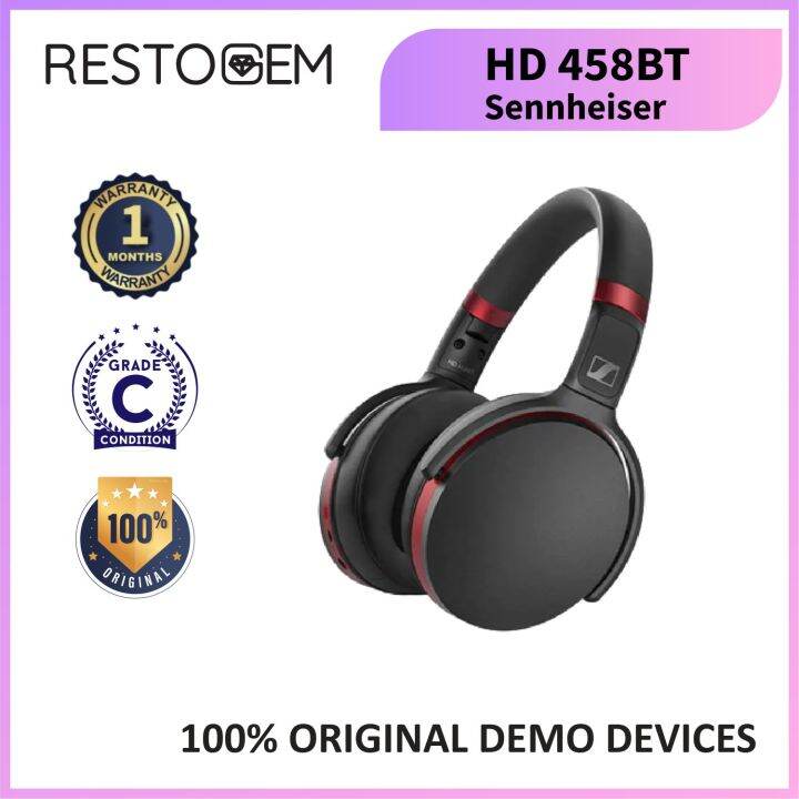 Sennheiser HD 458BT Wireless Headphones Black/Red 100 Original D e m o