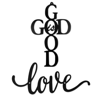God is Good Metal Sign Metal Letter GOD IS GOOD Cross Wall Art Hanging Signs Silhouette Cutout Word Bedroom Door Room Bar Decoration Boards reliable