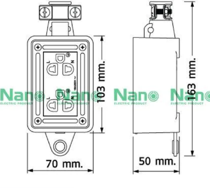 nano-รางปลักไฟสนาม-2ช่อง-บล็อกยางพร้อมสายไฟดำ-2x4-สายไฟยาว-20-ม-sq-mm-รุ่น-rb10hs2-20m