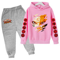 เซ็ตเสื้อสเวตเตอร์และกางเกง Hoodie NARUTO สำหรับเด็กหญิงเด็กชายใหม่เสื้อสเวตเตอร์ + เสื้อแจ็คเก็ตแบบมีหมวกผลิตจากผ้าฝ้ายแบบลำลองพิมพ์ลายดิจิตอลสำหรับเด็ก2ชิ้น0000