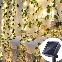 ﹉❏❀ Fairy Lights ivy String 10m 100LED LED Solar Light Vine Maple Leaf Waterproof Garland Solar Lamp Christmas for Garden Decoration