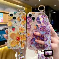 【16- digits】เกาหลีสายรัดข้อมือผู้ถือกรณี Crossbody สำหรับ iPhone 7 8พลัส13 12 Pro Max 11 XS Max XR X TPU แฟชั่นภาพวาดสีน้ำมันดอกไม้เชือกเส้นเล็ก