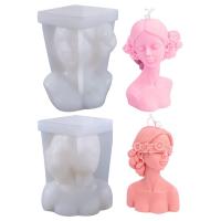 2Pack Candle Molds Silicone Mold Eyes Closed Girl Blindfolded Girl DIY Character Plaster Portrait Sculpture Mold