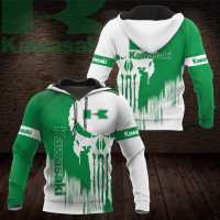 （ALL IN STOCK XZX）  MENS Kawasaki 3D Hoodie/Great Design 07  (Free customized name logo for private chat, can be changed with or without zipper)