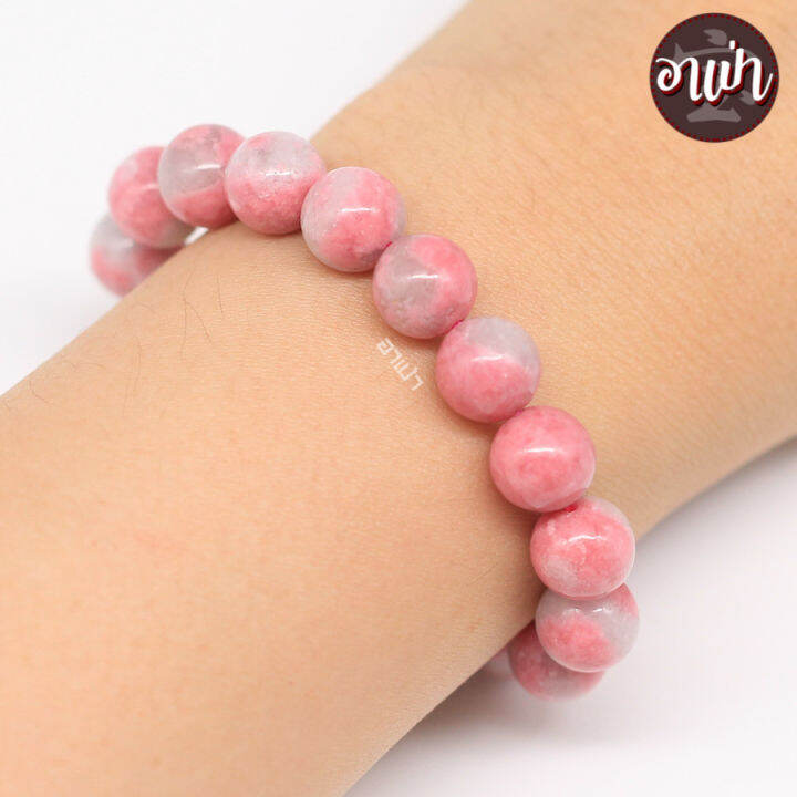 อาเป่า-หินโรโดไนท์-ดอกไม้-flower-rhodonite-ขนาด-9-5-มิล-คัดหิน-กำไลหินสี-กำไลหินนำโชค-หินสีชมพู-หินมงคล-สร้อยข้อมือ-เครื่องรางนําโชค