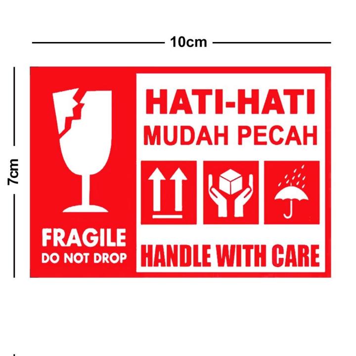 Sticker Fragile 7x10cm Hati Hati Mudah Pecah 50pcs Lazada Indonesia