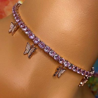 Janekelly iced out bling white pink cz tennis chain anklet for women 2020 summer new hip hop women jewelry