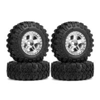 1.0Inch Beadlock Wheel Rims Tires Set for 1/24 RC Crawler Axial SCX24 Deadbolt Gladiator Parts Kit ,Silver