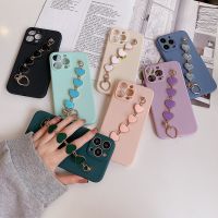 Lovely Heart Bracelet Case For Samsung Galaxy A73 A71 A52 A51 A41 A31 A33 A13 A12 A11 Candy TPU Cover With Chain