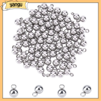 YANGU 7.5x5mm เครื่องรางลูกบอลขนาดเล็ก เหล็กไร้สนิม ที่แขวนแบบห่วง จี้สแตนเลสทรงกลม จี้กลมๆ สำหรับเครื่องประดับสตรี