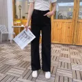 FASHIONJEANS_SHOP กางเกงยีนส์เอวสม็อคด้านหลังทรงกระบอก แนวเกาหลี #8506. 