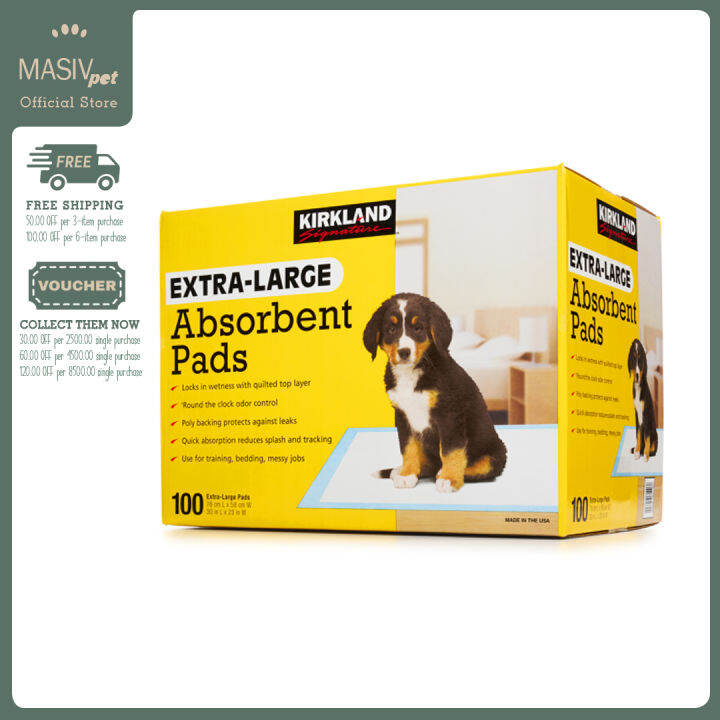 Kirkland Signature Absorbent XL Pee Pads 100pcs 76cm x 58cm 30in x 22in For Dog or Cat
