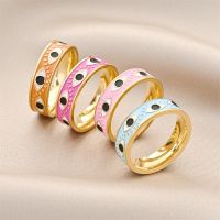 ผู้หญิง Evil Eye Enamel แหวน Gold Tone Statement Aesthetic แหวน Band Charm Protection เครื่องประดับ