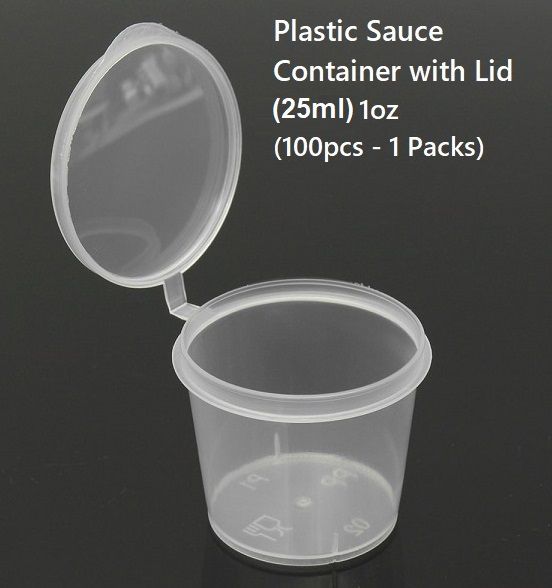 Plastic 1oz Sauce Container with Hinged Lids SC1 25ml