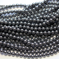 Meihan Natural 8mm (2strandsset) Hematite smooth round loose beads for jewelry making design or gift