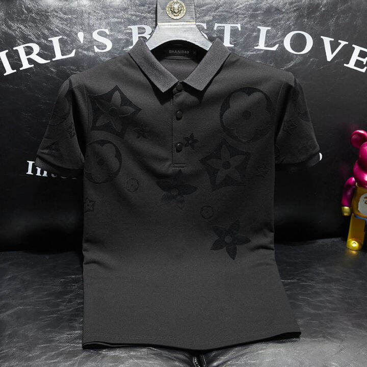 เสื้อยืดเสื้อเชิ้ตผู้ชายแฟชั่นฤดูร้อนสำหรับผู้ชาย-เสื้อยืดมีปกพิมพ์ลายแฟชั่นเข้ากับทุกชุดฤดูร้อนเสื้อยืดโปโลเดรสคอปกแขนสั้นแขนสั้นมีสไตล์เรียบง่ายโปโลแขนสั้น