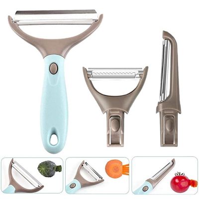 Fruit Vegetable Peeler Set With 3 Replaceable Blade Multi-function Plastic Stainless Steel Upgrade Paring Knife Kitchen Tools Graters  Peelers Slicers