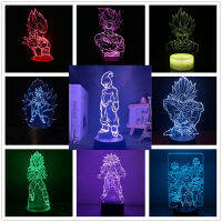 3D LED Night Light ตกแต่งห้องนอน Anime Super Saiyan Son Goku Vegeta Buu Mini Touch Night โคมไฟตั้งโต๊ะวันเกิด