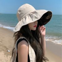 【CC】Summer Empty Top Wide Brim Sun Hat for Women Anti UV Sunscreen Bucket Hat Female Double Layer Sun Protection Outdoor Beach Cap