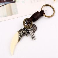 Wolf Pendant Keychain Wolf Teeth Keyring Animal Charms Norse Viking Amulet Key Ring Key Chain Jewelry Gift B158