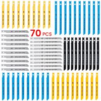 70Pcs Jig Saw Blades HCS Assorted Saw Blade with U-shank Sharp Jigsaw Blade Woodworking Tools for Wood Metal Plastic Cutting