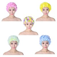 3D Flower Water Sports Hat Breathable Swimming Bath Cap Soft Long Hair Diving Hood Ear Protection Comfortable Pool Accesories Swim Caps