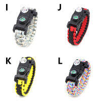 0duw 1PC เครื่องมือเข็มทิศฉุกเฉิน SOS Survival 20 In 1 Paracord สร้อยข้อมือ LED Camouflage