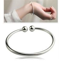 COD SDGREYRTYT Women Smooth Silver Plated Bracelets Open Simple Hand Bangles