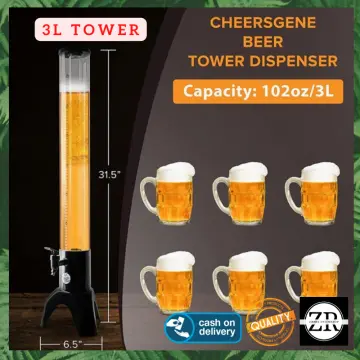 3L Beer Tower Dispenser w/ 3 nozzles/Taps Cold Drinks Juice