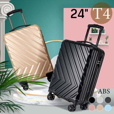 กระเป๋าเดินทาง รุ่น T4 กระเป๋าล้อลาก กระเป๋าขึ้นเครื่อง ขนาด 24 นิ้ว มี 6 สีให้เลือก วัสดุ ABS ระบบซิปล็อค รหัส 3ตัว ล้อหมุน 360