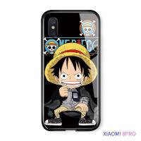 เคสมือถือเคสโทรศัพท์เคส Xiaomi Mi 8 Pro เคสโทรศัพท์หรูหรา Soft EDGE อะนิเมะ OnePiece Luffy Glossy ปลอกกระจกเทมเปอร์กันกระแทกฝาหลังกรณี