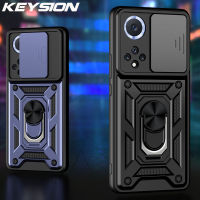 KEYSION ฝาหลังโทรศัพท์ขาตั้งโทรศัพท์สไลด์ป้องกันเลนส์กล้องเกราะกันกระแทกเคสสำหรับหัวเหว่ย Honor 50สำหรับ Huawei Nova 9 SE