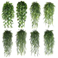 Artificial Vine Plants Hanging Ivy Persian Fern Leaves Garland Palm Leaf Fake Flowers Home Garden Wall Party Decoration Cleaning Tools