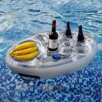 Inflatable Pool Float Beer Drink Cooler Summer Party Bucket Cup Holder Table Bar Tray Beach Swimming Ring Beer Bottle Holder