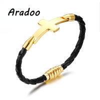 ARADOO Titanium Cross PU Leather celet Sports celet Casual All-match celet