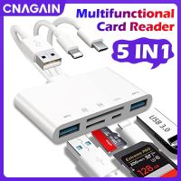 ตัวอ่านการ์ดความจำ CNAGAIN 5-In-1อะแดปเตอร์ OTG USB และการ์ดรีดเดอร์ SD สำหรับ Iph/ipad ประเภท USB C และ USB อุปกรณ์ที่มี Micro SD และช่องเสียบการ์ดเอสดีรองรับ SD /Micro Sdhc/sdxc