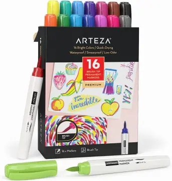 ARTEZA Real Brush Pens 48 Colors Watercolor Markers with Flexible Nylon  Brush Tips 0.5-mm Line Size Art Supplies for Creating Illustrations  Calligraphy and Watercolor Effects 1 Count (Pack of 48)