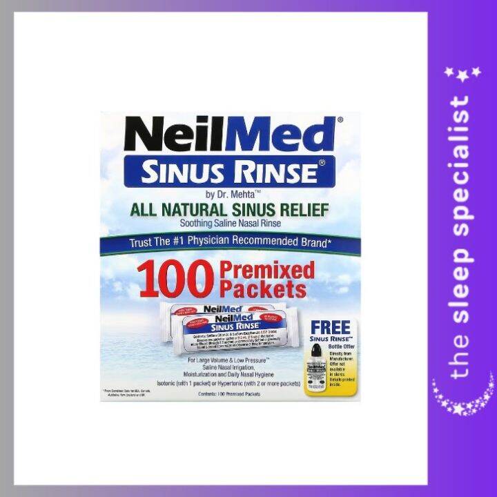 NeilMed Sinus Rinse, All Natural Sinus Relief, 100 Packets, Rinse Kit ...