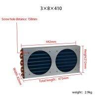 3X8X410-2air Oulet ทองแดงหลอดแลกเปลี่ยนความร้อนสำหรับทางกายภาพคอนเดนเซอร์ขดลวดตู้เย็นอลูมิเนียมครีบแลกเปลี่ยนความร้อน