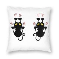 Black cat pillowcase with cartoon animal cat pillowcase printed, fashionable living room pillowcase for home decoration  (Double sided printing design for pillow)