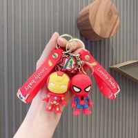 ∋♈ Marvel Spider-Man Keychain Cartoon Iron Man Creative Pendant Doll Bag Ornament Car Anime Key Chain