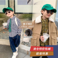 [Clearance Offer] Childrens Velvet Shirt Boys And Childrens Western Style Shirt Baby Thickened Plaid Top Trendy