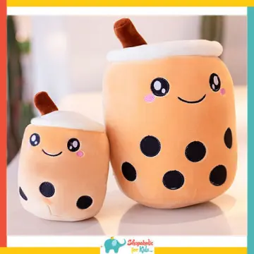 24CM Plush Toy for Boy Girl Birthday Gift Bubble Tea Cup, Plush Boba Tea Cup  Pillow with Suction Tubes Bubble Milk Tea Cup Doll Stuffed Cute Cartoon  Fruit Plush(Green) 