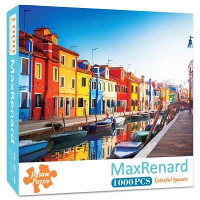 Jigsaw Puzzle 1000 Pieces for Adults Brilliant Landscape Colorful Venice Burano Island Home Wall Decoration Family Game Gift…