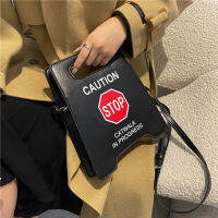 Creative Warning Letter Logo Young Gir Handbag Cute Fluorescent PU Leather Shoulder Crossbody Bag 2022 Summer Fashion Clutch Bag