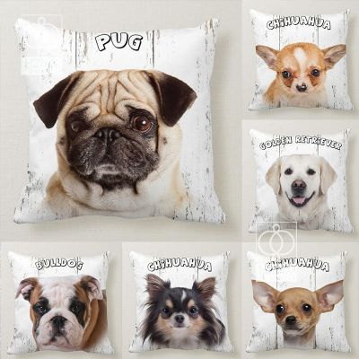 【CW】☑⊙卐  Dog Yorkie Pillowcase Pug Cushion Cover for Sofa Car Bedroom Throw Fashion New