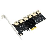 PCI Express Multiplier Riser Card, PCIe 1 to 6 PCI-Express 16X Slots Riser Card PCI-E 1X to External 6 PCI-E USB Adapter