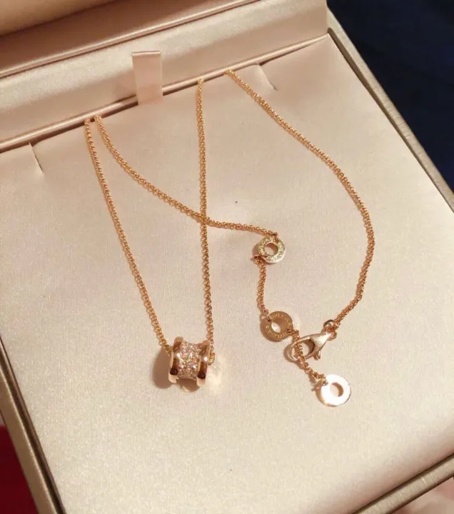 Ready Stock Official Counter with The Same Bvlgari/ Bulgari  Necklace  for Women Full Diamond Spring Necklace 18k Rose Gold Small Waist Clavicle  Chain Send Gift for Girlfriend with Box | Lazada
