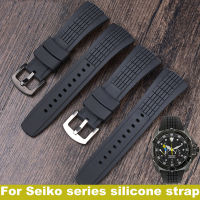 26มิลลิเมตรสำหรับนาฬิกา Seiko กับ VELATURA ชุดสร้อยข้อมือซิลิโคน SRH006 SPC007สีดำอุปกรณ์เสริมสำหรับผู้ชาย